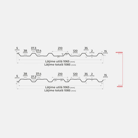 Tabla Cutata T35 Bilka, Rosu Aprins (RAL 3000)