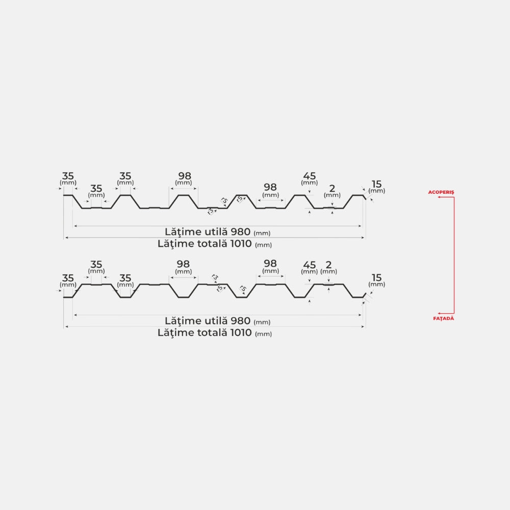 Tabla Cutata T45 Bilka, Albastru (RAL 5010)
